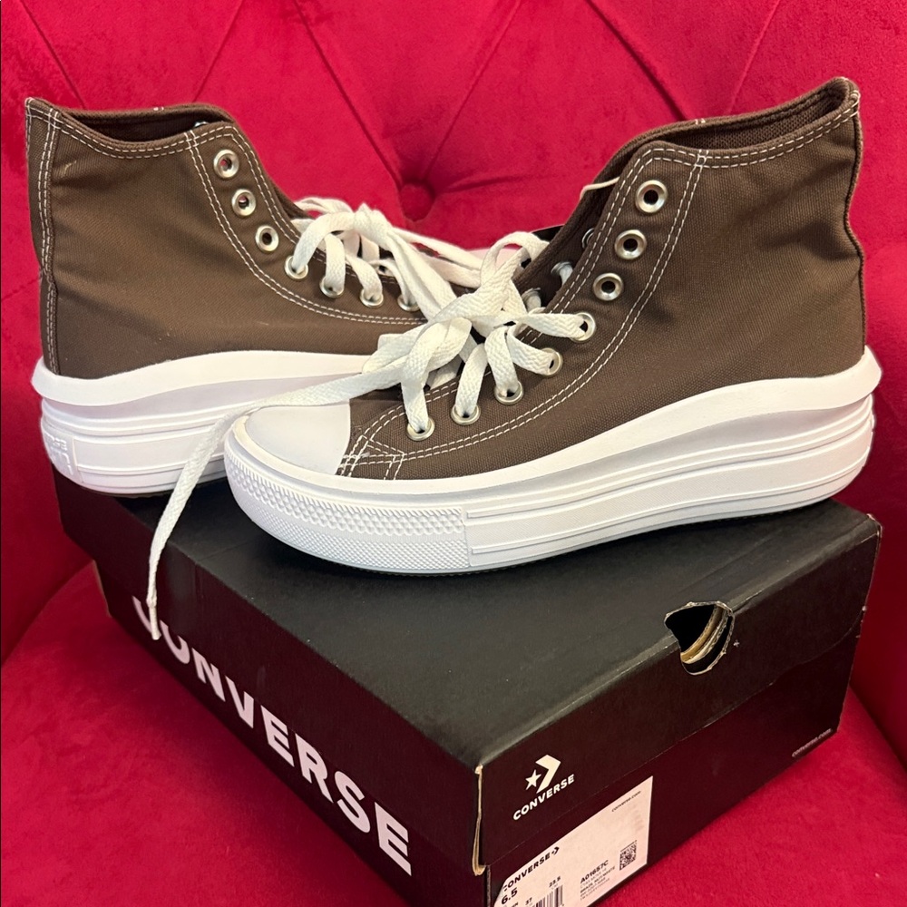 Converse Chuck Taylor Platform High Top Sneakers - Brown & White - Picture 4 of 5